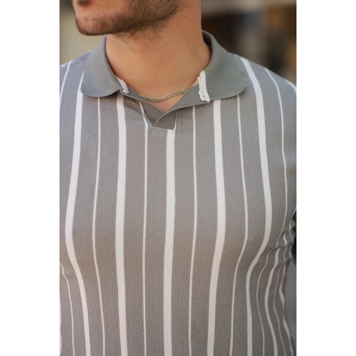 Erkek Yakalı örme Kumaş Kısa Kollu T-shirt