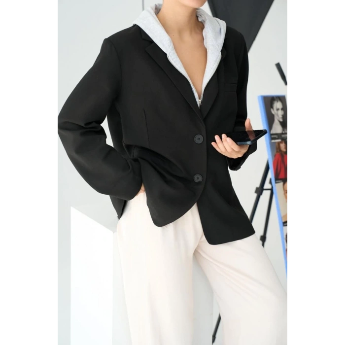 Fermuarlı Ceket - Siyah-Gri