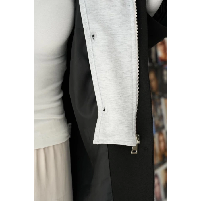Fermuarlı Ceket - Siyah-Gri