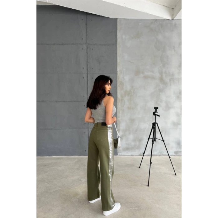 GABARDİN PALAZZO PANTOLON - Haki