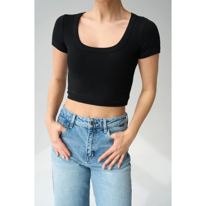 Geniş Yaka Bady - Siyah