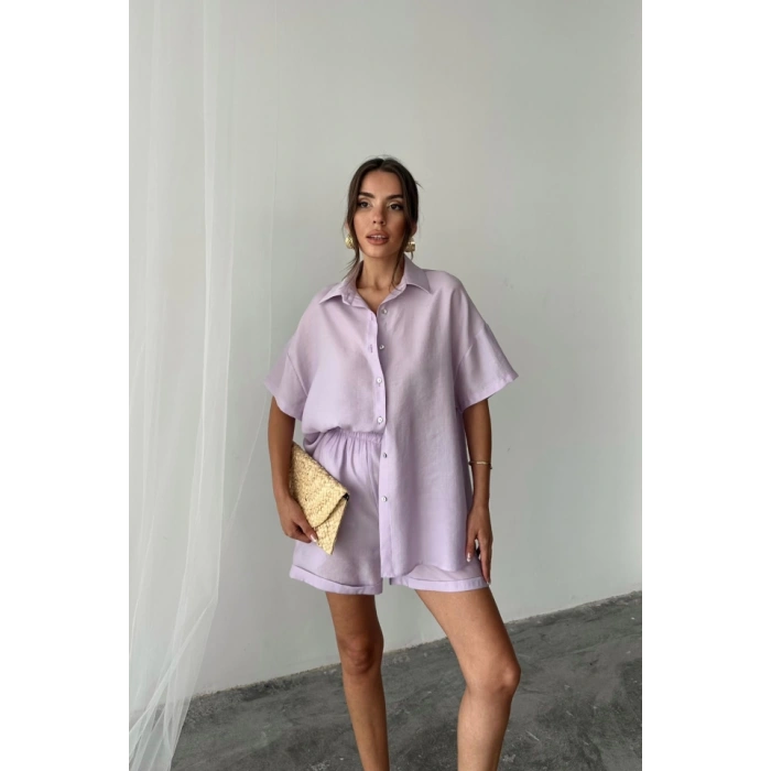 GÖMLEK - ŞORT TAKIM - Lila