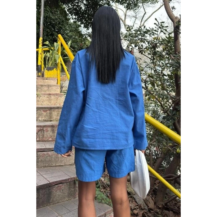 Gömlek Ve Şort Flamlı Keten Takım 10130