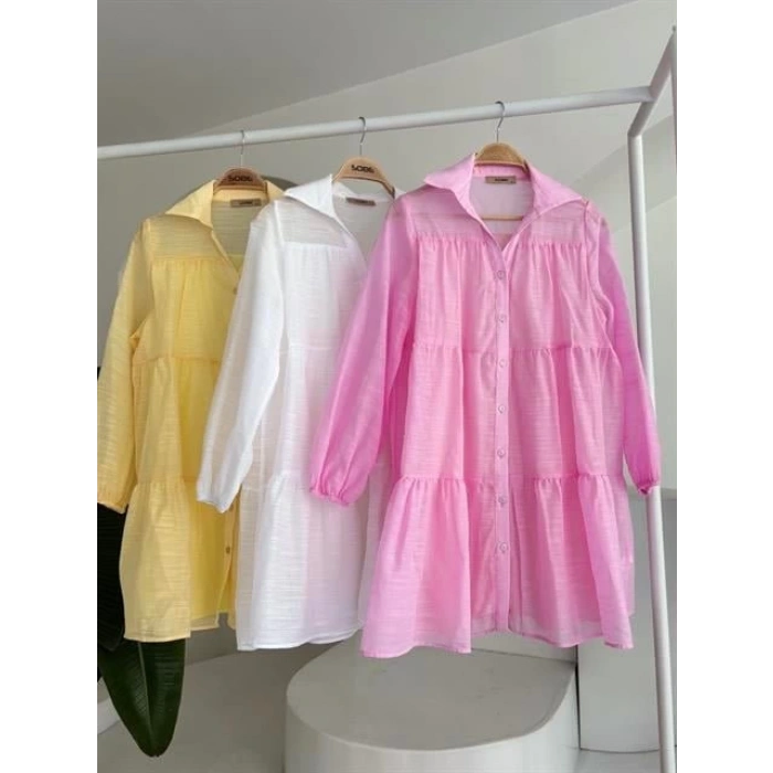 Gömlek Yaka Pileli Elbise 2898