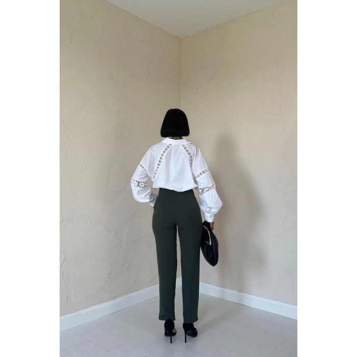 Haki Pensli Ve Dar Paça Pantolon