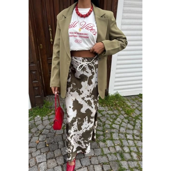 İnce Deri Kemerli Chanel Saten Etek 4050