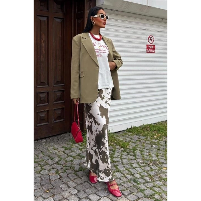 İnce Deri Kemerli Chanel Saten Etek 4050