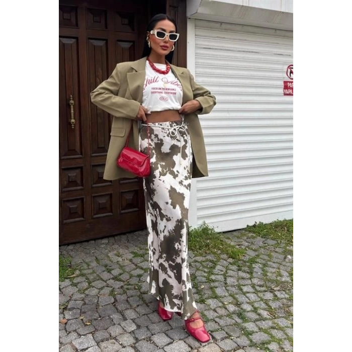 İnce Deri Kemerli Chanel Saten Etek 4050