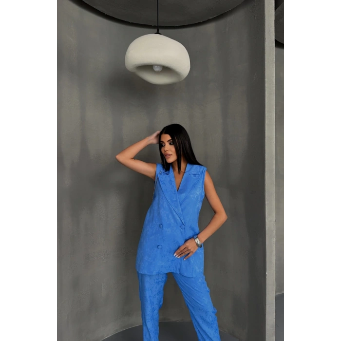 JAKAR KUMAŞ YELEK - PANTOLON TAKIM - Mavi