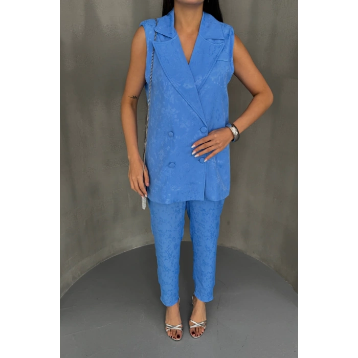JAKAR KUMAŞ YELEK - PANTOLON TAKIM - Mavi