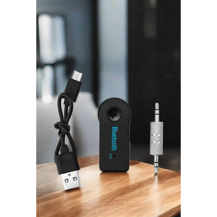 Kablosuz Bluetooth Aux Araç Kiti Siyah Hafıza Kartlı