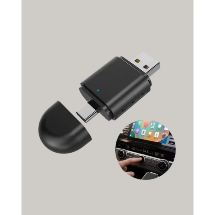Kablosuz CarPlay ve Android Auto Adaptörü – USB-A & Type-C Girişli Akıllı Dönüştürücü