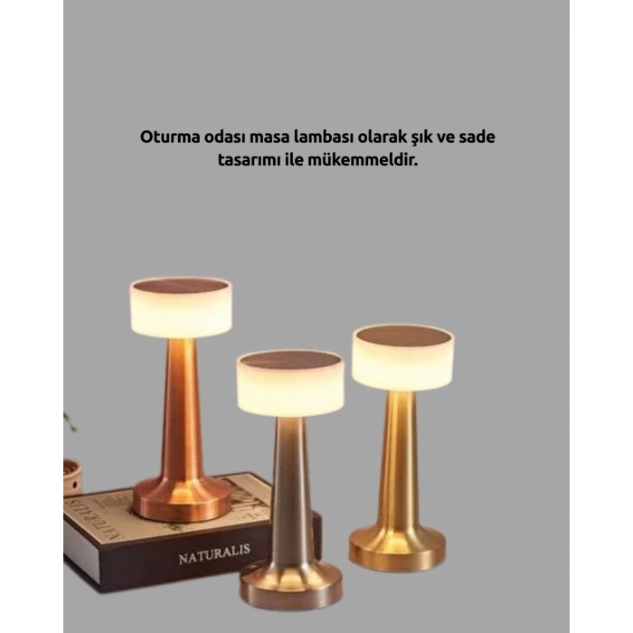 Kablosuz Dokunmatik Masa Lambası – Şık Modern Metal Gövde, USB Şarjlı