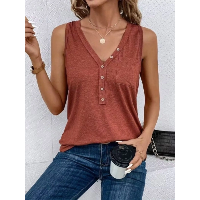 Kadın Askılı önden Düğmeli Viskon Bluz