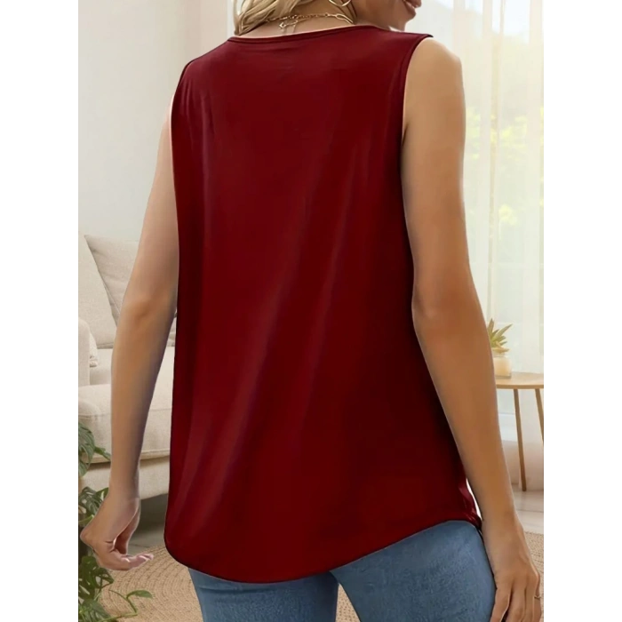 Kadın Askılı Yuvarlak Yaka Dantel Detaylı Viskon Bluz