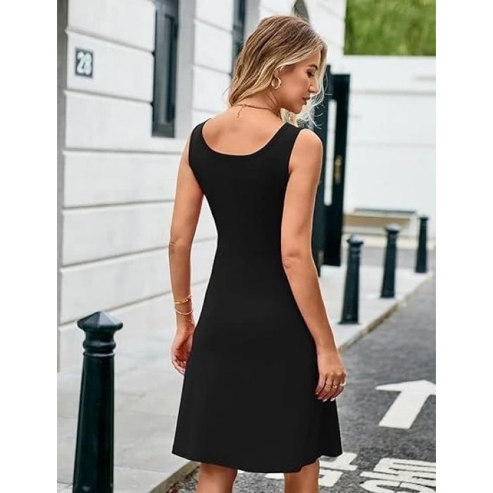 Kadın Askılı Yuvarlak Yaka Kısa Viskon Elbise