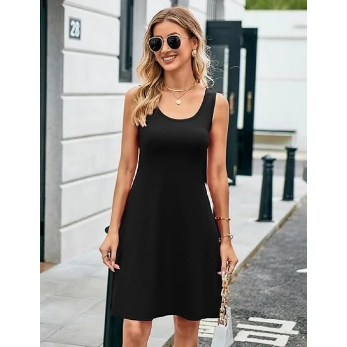 Kadın Askılı Yuvarlak Yaka Kısa Viskon Elbise