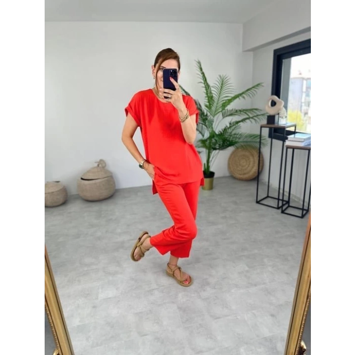 Kadın Bisiklet Yaka Paça Pensli Aerobin Kumaş İkili Takım