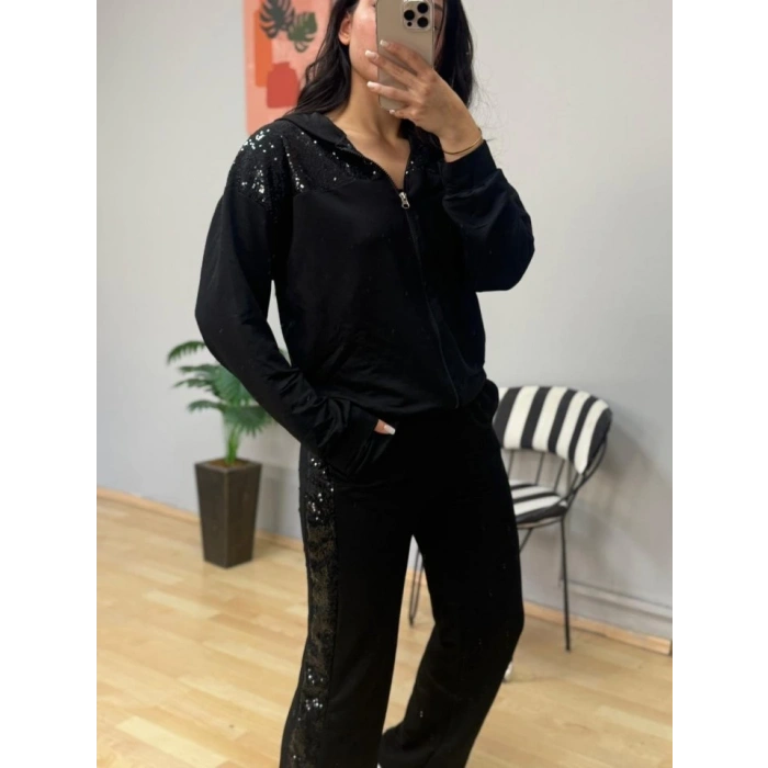 Kadın Iki Iplik Kumaş Pul Ve Fermuar Detaylı Ikili Takım