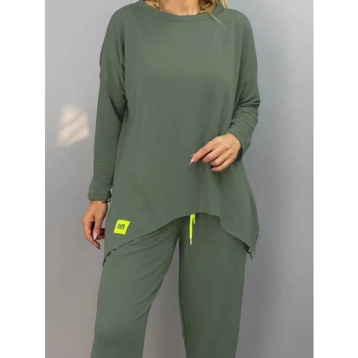 Kadın Iki Iplik Viskon Pamuk Kumaş Arma Detaylı Ikili Takım