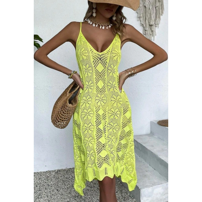 Kadın Ince Askılı Triko Elbise