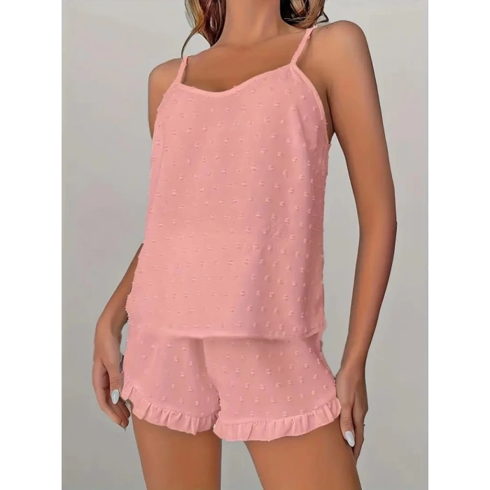 Kadın Ip Askılı Atlet Ve Alt Pon Pon Aerobin Short Takım