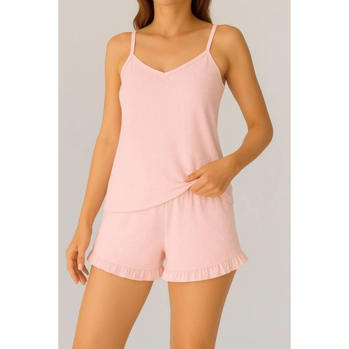 Kadın Ip Askılı Atlet Ve Alt Pon Pon Aerobin Short Takım