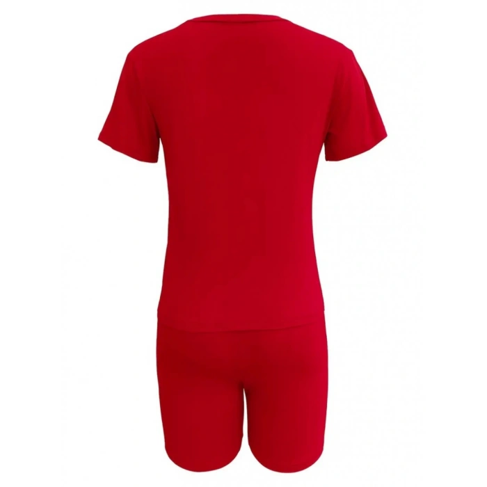 Kadın Kısa Kollu çapa Baskılı Viskon Ikili Takım