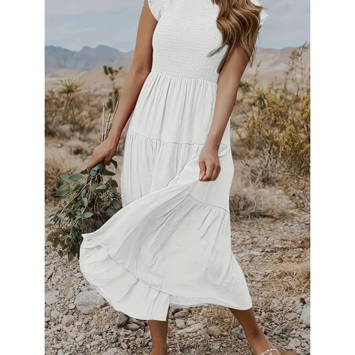 Kadın Kısa Kollu Kolları Volanlı Gipeli Aerobin Elbise