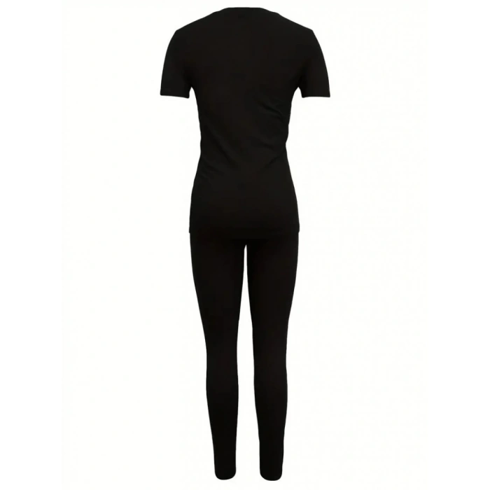 Kadın Kısa Kollu Queen Baskı Viskon Ikili Takım