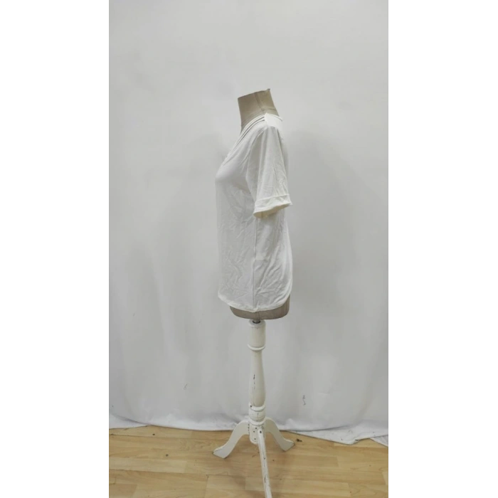 Kadın Kısa Kollu V Yakalı şerit Detaylı Viskon Bluz