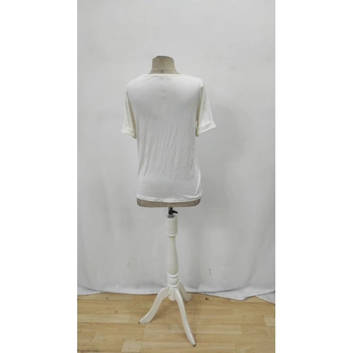 Kadın Kısa Kollu V Yakalı şerit Detaylı Viskon Bluz