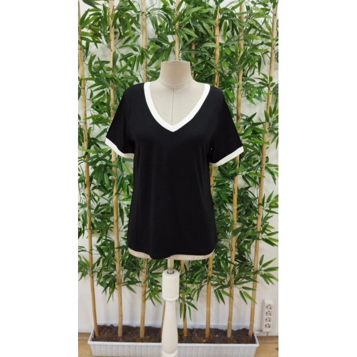 Kadın Kısa Kollu V Yakalı Viskon Bluz