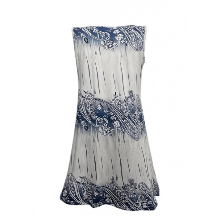 Kadın Kolsuz Bisiklet Yaka Desenli Süprem Elbise