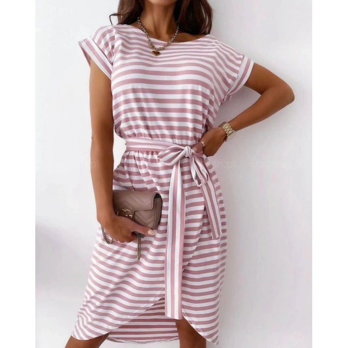 Kadın Kuşaklı Turlu Viskon Kumaş Elbise