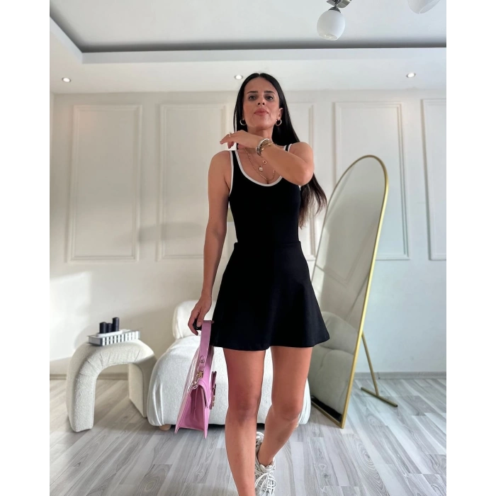 Kadın Modal Kumaş Askılı şortlu Elbise