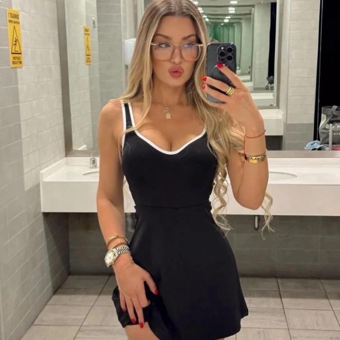 Kadın Modal Kumaş Askılı şortlu Elbise