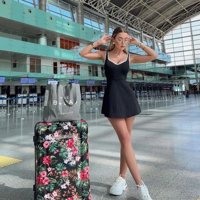 Kadın Modal Kumaş Askılı şortlu Elbise