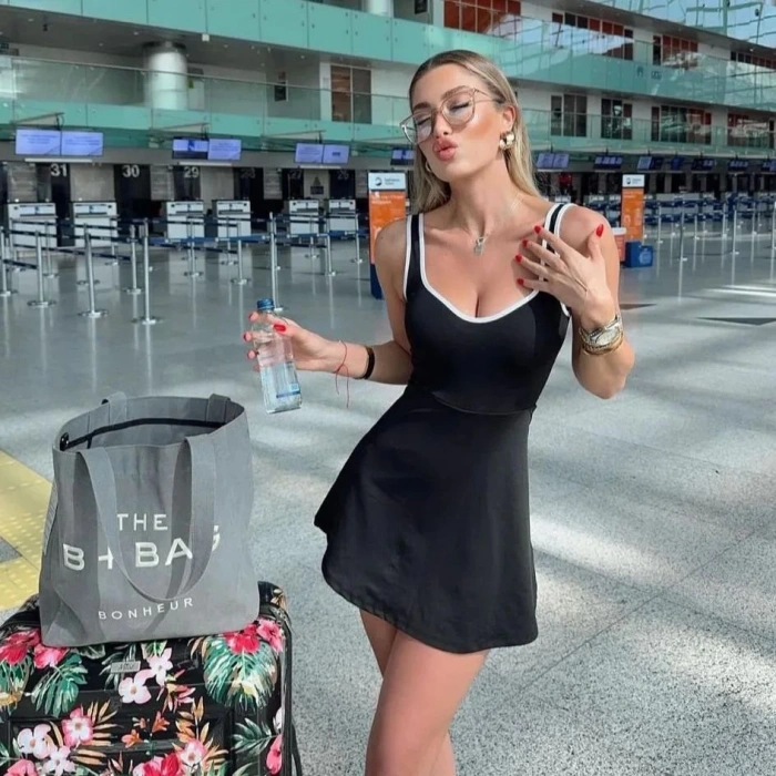 Kadın Modal Kumaş Askılı şortlu Elbise