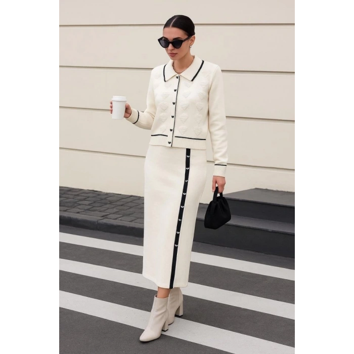 Kadın şerit Detay Ceket Ve Etek ıkılı Takım