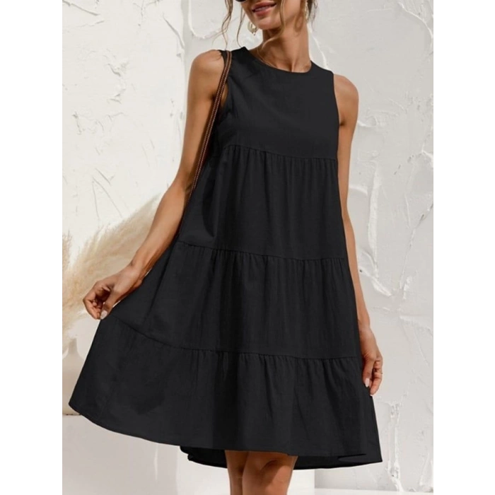 Kadın Sıfır Kol Bisiklet Yaka Aerobin Elbise