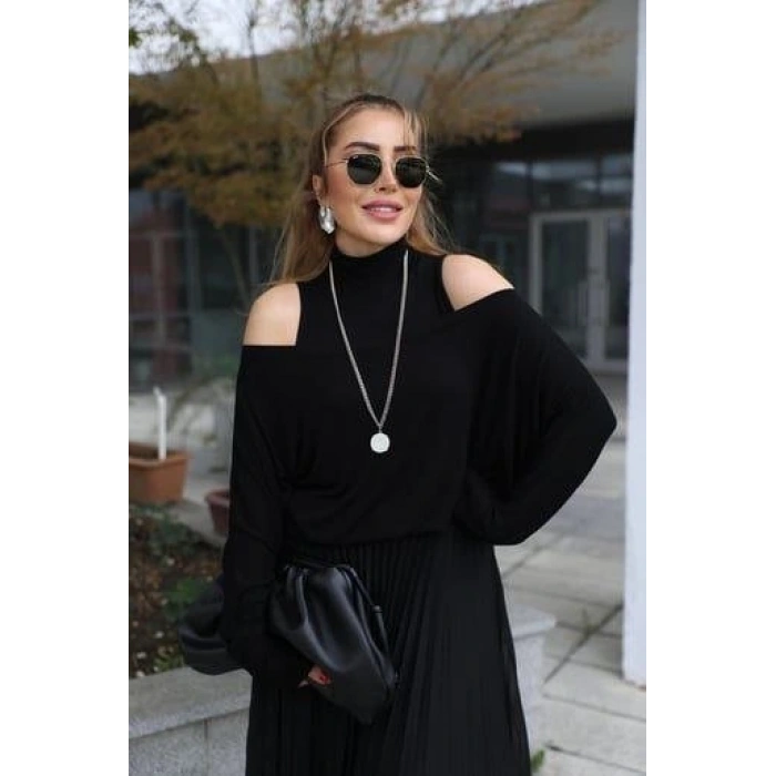 Kadın Triko Plise Ve Tül Detay Iki Parça Elbise