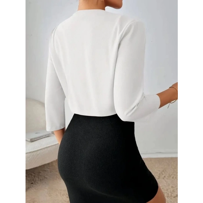 Kadın Truvakar Kol önü Açık Kısa Ithal Krep Ceket