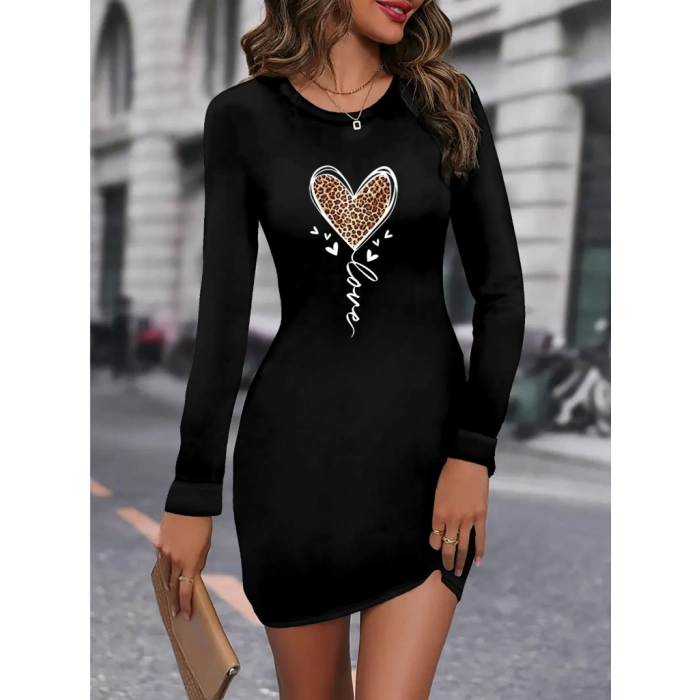 Kadın Uzun Kollu Bisiklet Yaka Kısa Viskon Iki Iplik Elbise