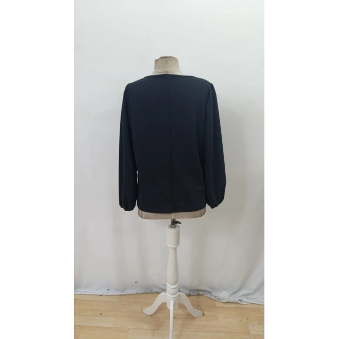 Kadın Uzun Kollu Damla Detaylı Ithal Krep Bluz