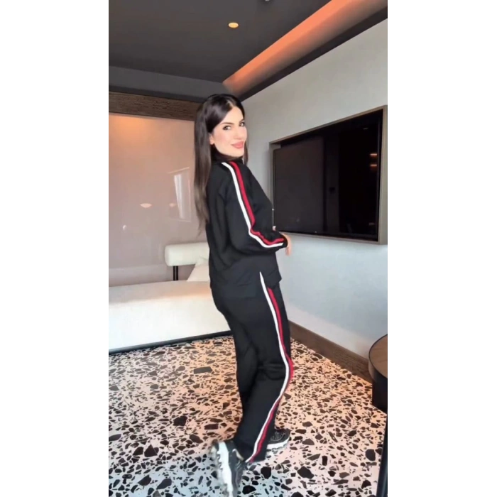 Kadın Uzun Kollu Fermuarlı Viskon Iki Iplik Bluz Ve Pantolon Ikili Takım
