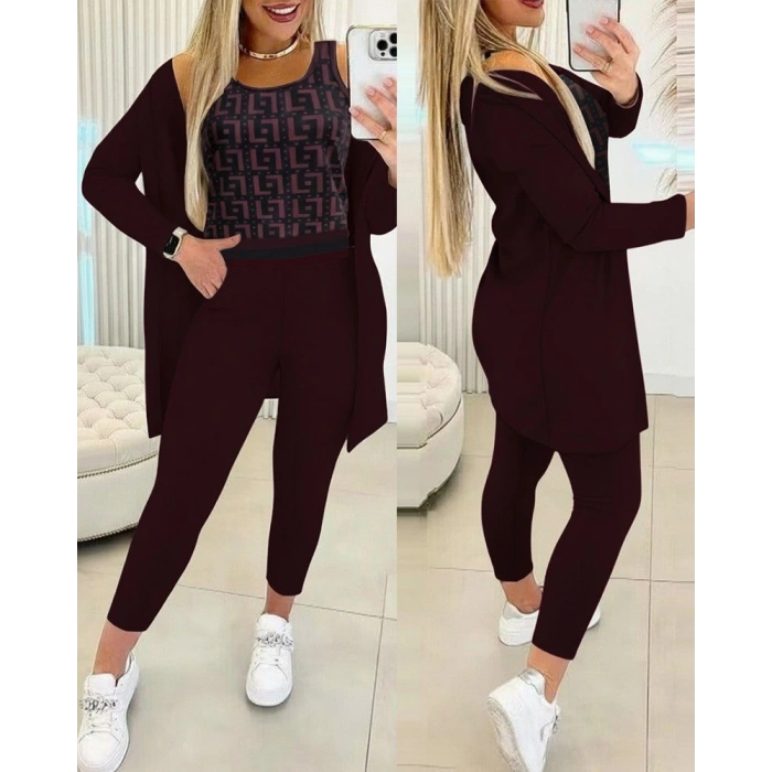 Kadın Uzun Kollu Krep üçlü Takım