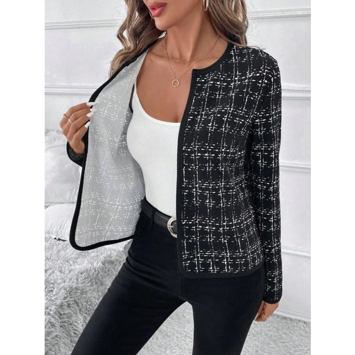 Kadın Uzun Kollu önü Açık şanel Kısa Ceket