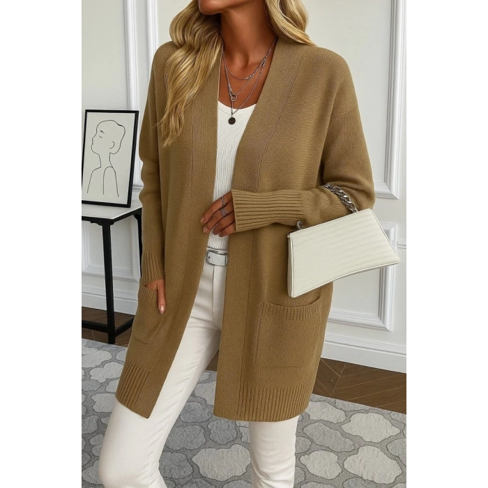 Kadın Uzun Kollu önü Açık Triko Hırka