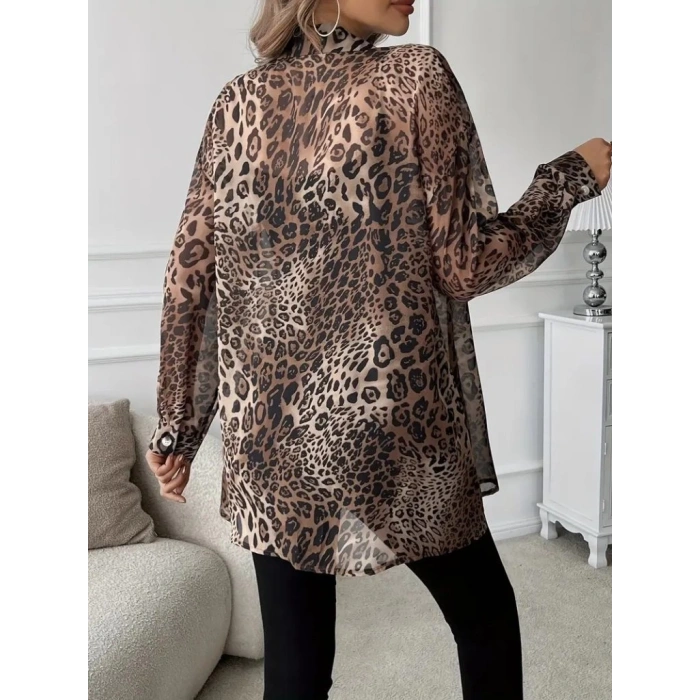 Kadın Uzun Kollu Yakalı önden Düğmeli şifon Gömlek